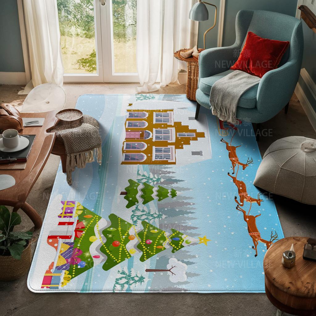 House Entrance Carpet Home Door Mat Living Room Bath Foot Bathroom Non-slip Water Absorption Rugs Bath Merry Christmas Winter