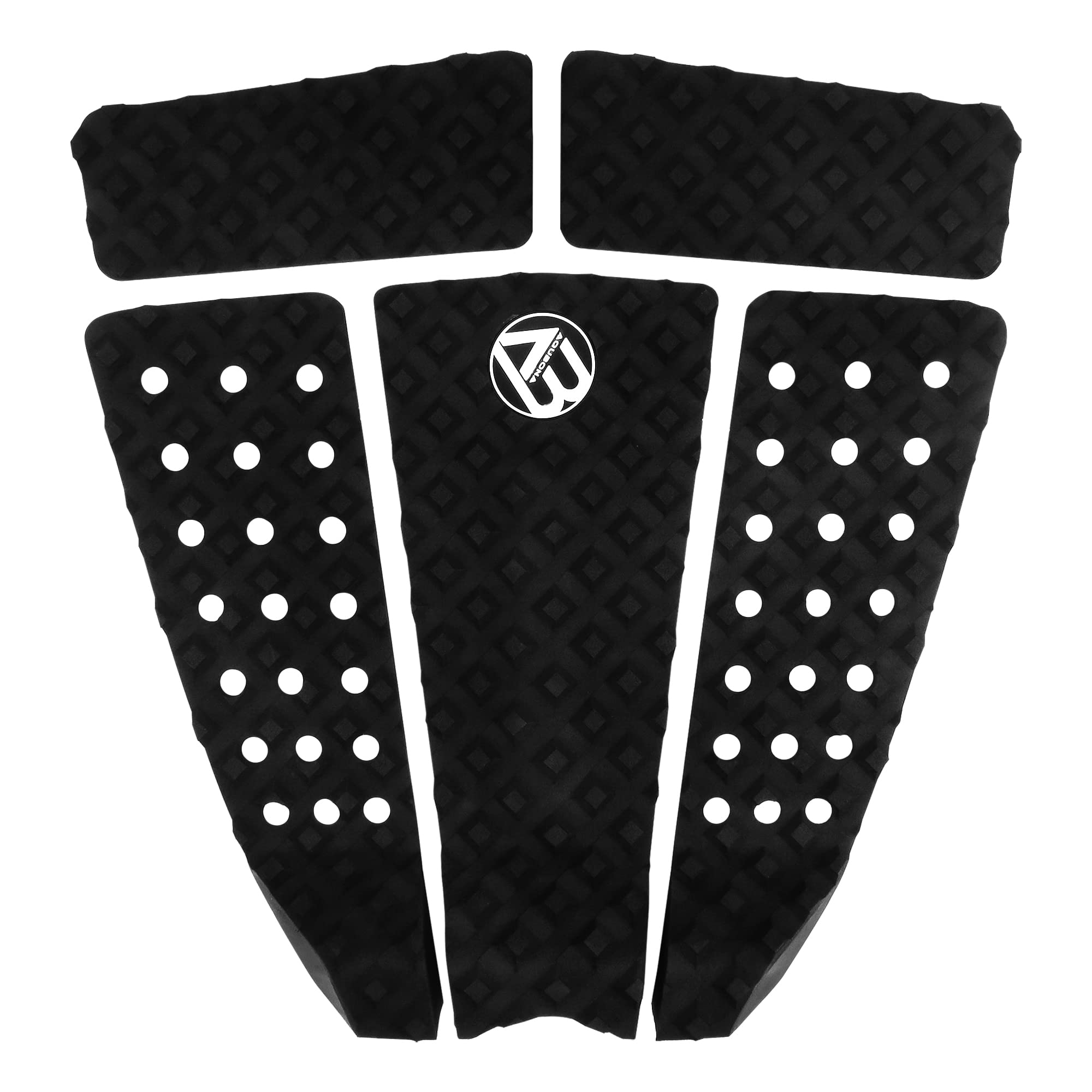 

5-Piece Surfing Deck Patch Traction Pads for Surfing Surfboards in Black, White, and Sky Blue (Black-11)