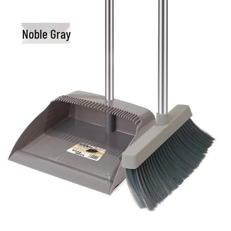Indoor/Outdoor Broom and Dustpan Set with Magic Silicone Bristles