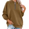 Women's Fashion Long Sleeve Loose Oversize Solid Color Half Zipper Neck Sweater Top With Pockets