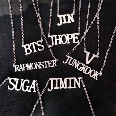 Member Name Letter Necklace, Bangtan Boys Pendant with Group/Member Name, Kpop ARMY Fans Jewelry Gift