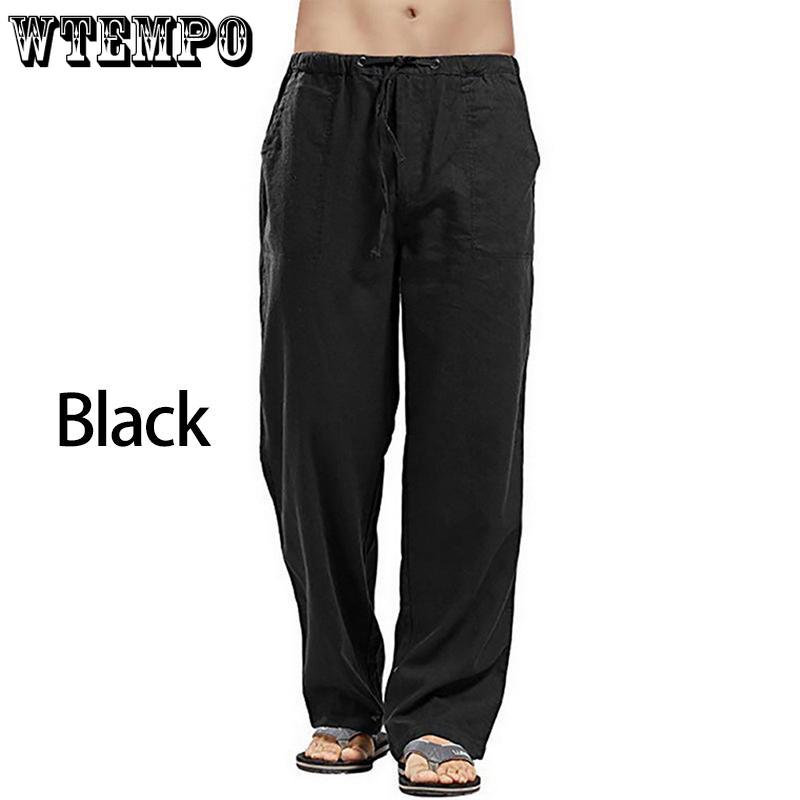 Men's Autumn Streetwear Elastic Waists Trousers Loose Pants Straight Party Pants Linen Plus Size