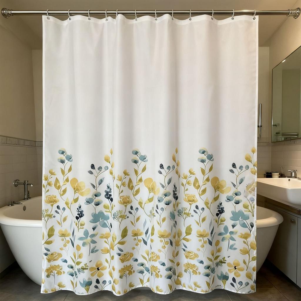 1Pc 180X180Cm Polyester Shower Curtain With Metal Grommets And Plastic Hooks Fabric Bath Curtain For Bathroom Decor