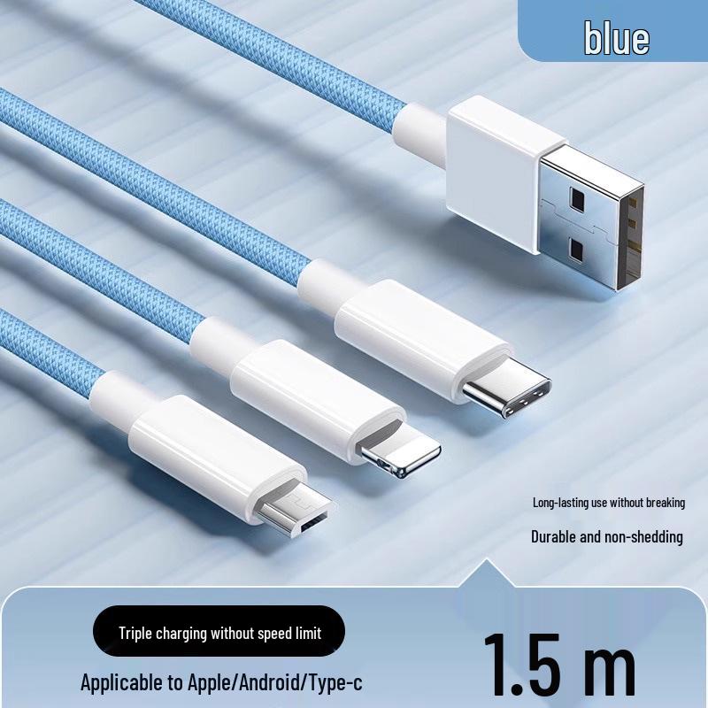 3-in-1 100W Fast Charging Braided Cable - National 3C Certified
