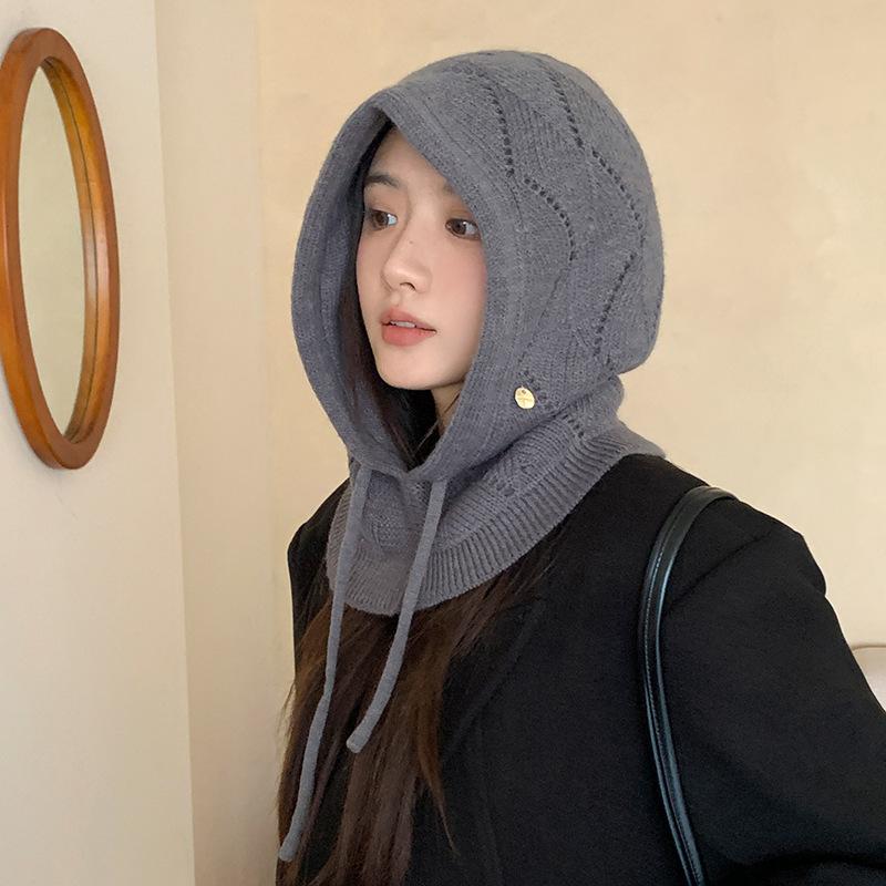 Women'S Winter Soft Beanie Hoodie Balaclava Hooded Scarf - Thermal Face Mask & Neck Gaiter, Stretchy Adjustable Drawstring Closure, Windproof