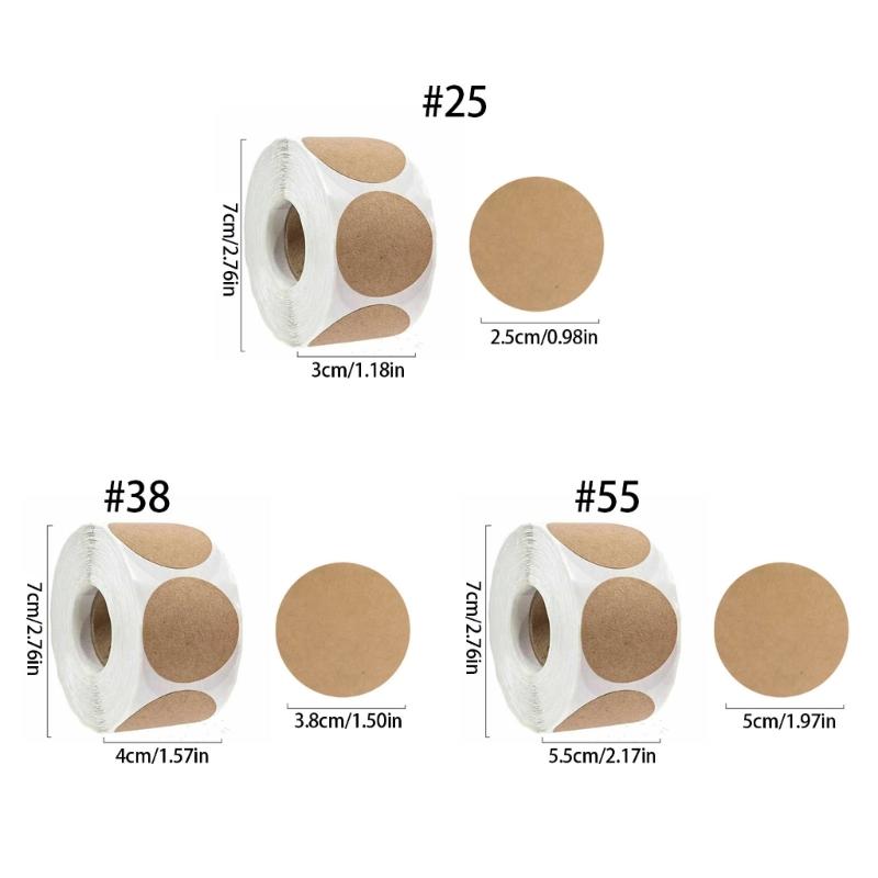 Pack Of 500 Brown Kraft Round Adhesive Label Sticker For Gift Wrapping, Crafts, Organizing, Baking, Canning Labels