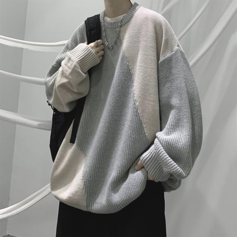 Irregular Splicing Sweater for Men, American Style Lazy High-end Knitted Sweater, Autumn and Winter Oversize Couple Sweater Jacket