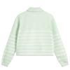 Li Ning Sports Lifestyle Series Striped Letter Comfortable Breathable Versatile Polo Loose Sweatshirt Women Sweatshirt Ice-Green AWDV372-7