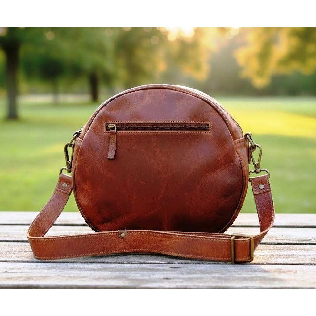 Dámska okrúhla taška cez rameno Pravá kožená crossbody kabelka Sling Hobo kabelka
