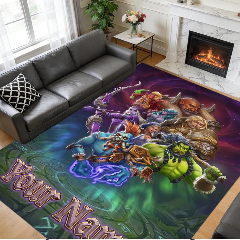 Crystal Velvet Rug Custom Name Text, Soft Non Slip Floor Mat Home DecorWorld of Warcraft
