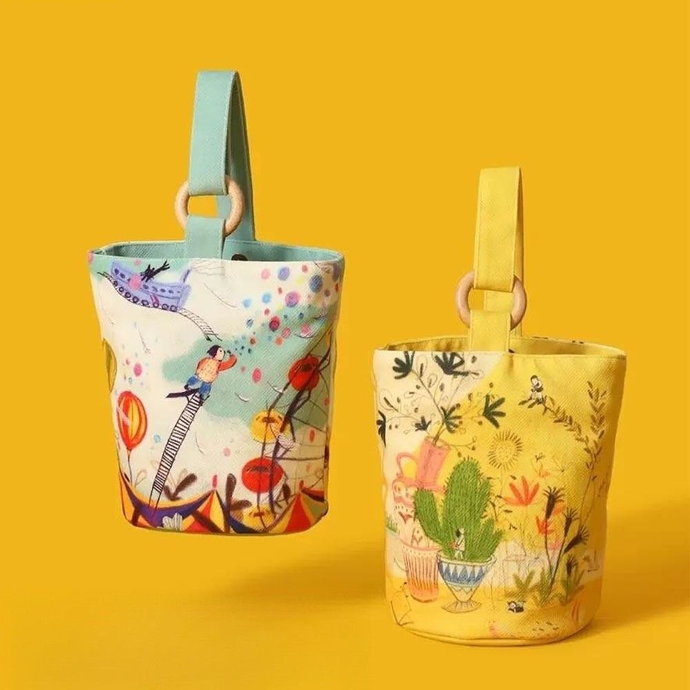 

Портативная сумка-ведро с иллюстрацией и мультяшным принтом, сумка для обеда, модная сумка-тоут