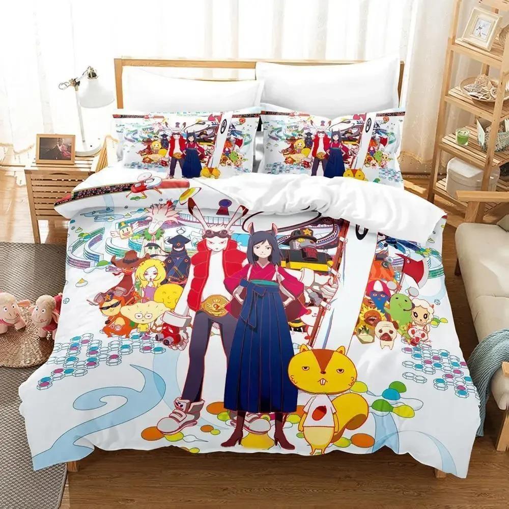 Bequemes Anime-Print-Bettwäsche-Set Mit Bettbezug und Kissenbezügen Einzel-Twin-Voll-Queen-King-Größen Für Erwachsene und Kinder