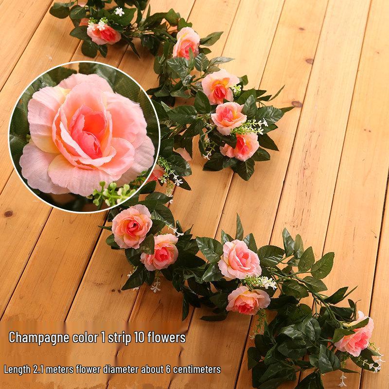 Artificial Rose Vine for Air Conditioning Pipe and Staircase Decoration
