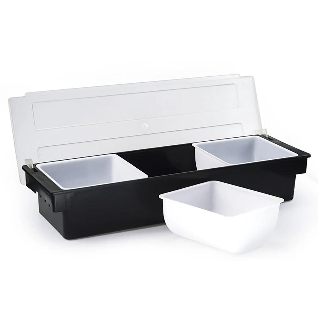 Ingredient Container 3 Grid Multifunctional Plastic Fruit Box with Transparent Lid for Dining Room, Living Room Room