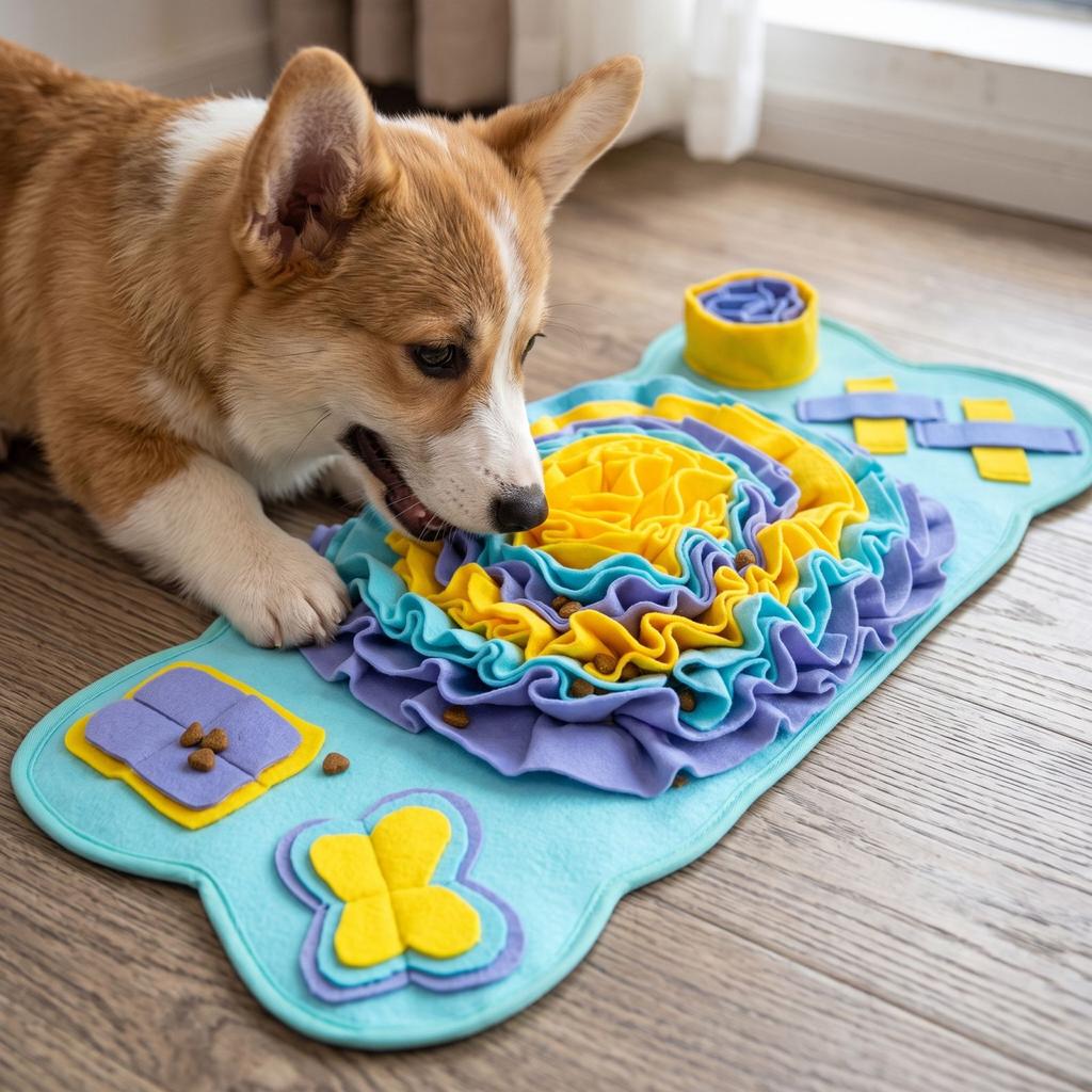 Pet Snuffle, Interactive Slow Feeder for Dogs Cats, Boredom Puzzle Toy, Green, 7333 cm
