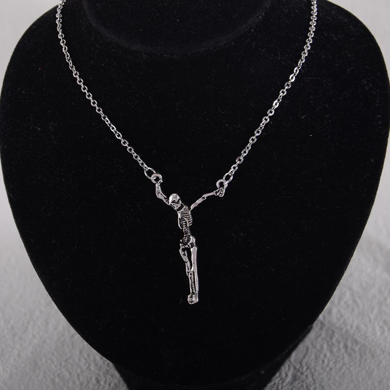 

Популярное ретро ожерелье с подвеской в виде черепа и привидения: Готическая цепочка для свитера на Хэллоуин, унисекс