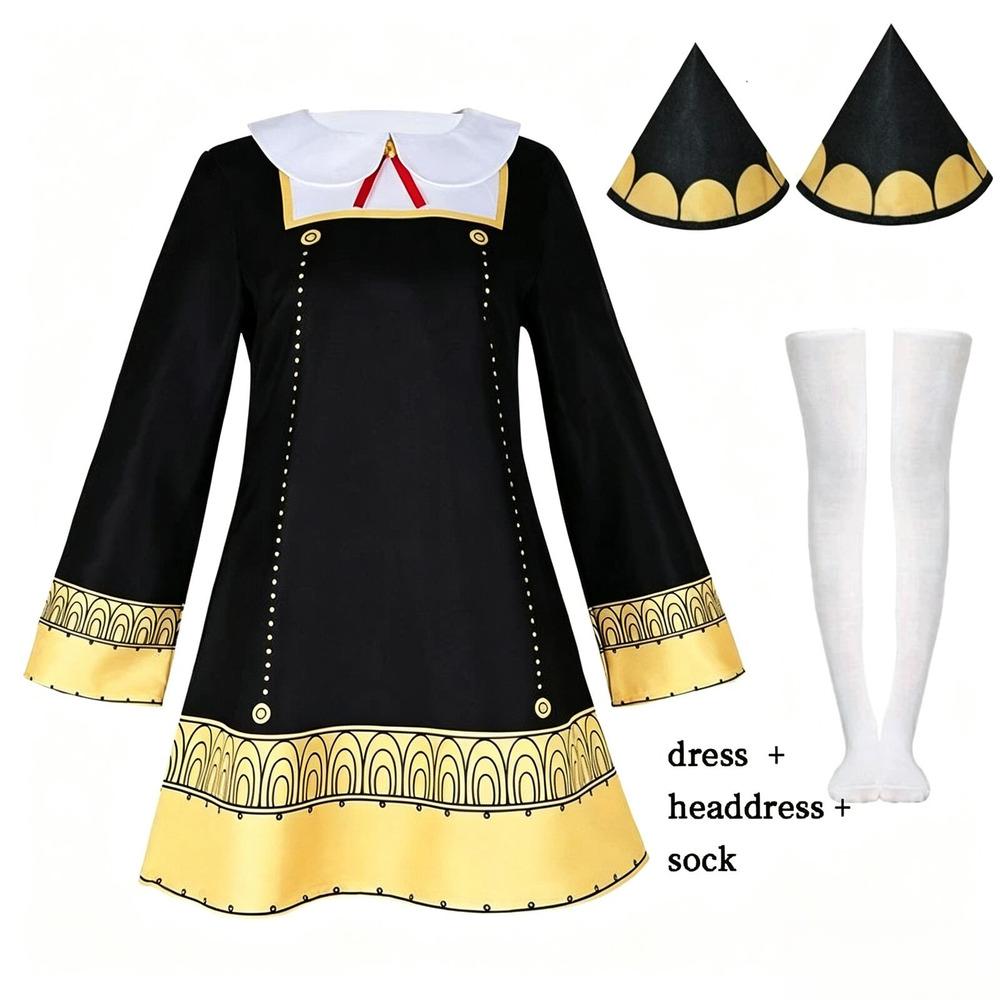 Anime Yor Forger Cosplay Costume Anya Dress Uniform Halloween Family Christmas Clothes Masquerade Party Roleplaying Wig
