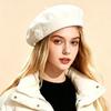 Autumn and Winter New Woolen Beret, Women's Rhinestone Rose Fashion Flower Versatile Thermal Beret