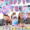 Cartoon - Themed Paper Birthday Party Supplies Set - Perfect Gift For Kids’ Birthday Celebrations With Banners, Balloons, And Cake Toppers