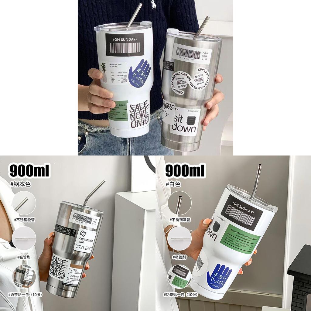 Stainless Steel Insulated Travel Mug With Straw For Office And Outdoor Use