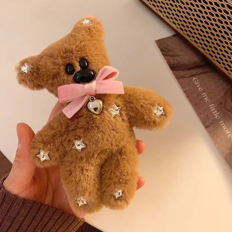 

1pc Cute teddy bear plush hair clip for autumn and winter, with a bangs clip on the side and a headband for teddy bears