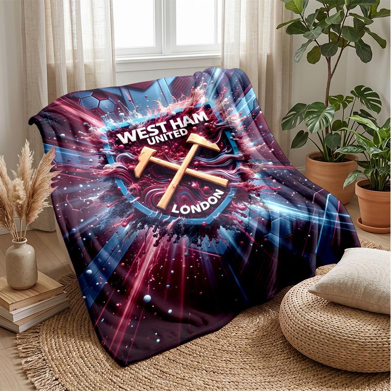 West Ham United Fußball-Print Flanelldecke, Weiche Warme Leichte Überwurfdecke für Sofa Bett Camping