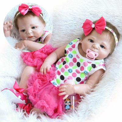 22/" Full Body Silicone Doll Girl Soft Vinyl Reborn Baby Doll Waterproof Bath Toy
