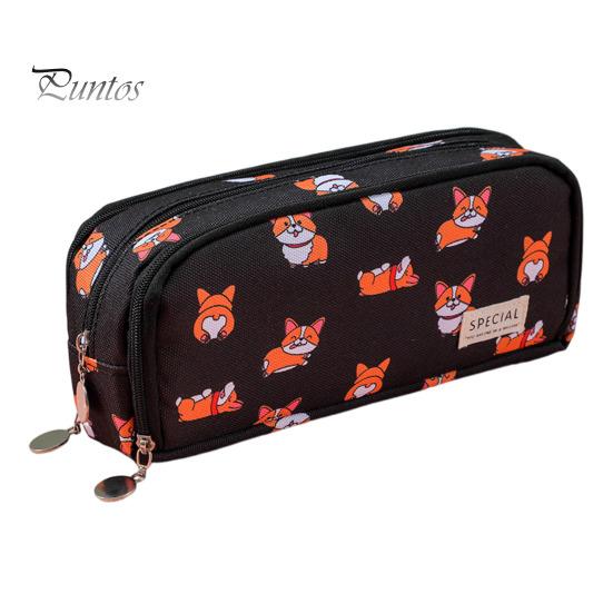 Plátěný penál velké kapacity se zapínáním na zip, vícevrstvý držák na pera, pouzdro, organizér na psací potřeby