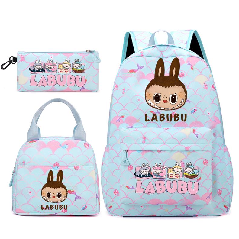 3Pcs/set Backpack for Girl School Teen Student Knapsack Women Rucksack with Lunch Bags Pencil Bag Fish Scale Style Bags