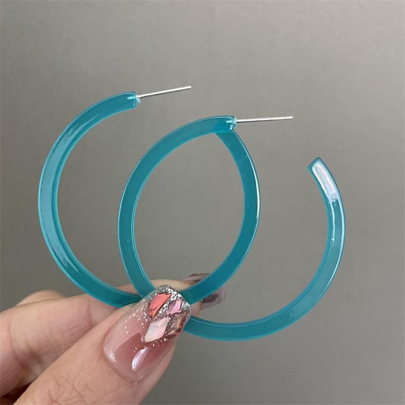 C-shaped Large Hoop Earrings - Geometric Circular Stud Earrings with Stylish and Casual Ear Hooks