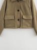 Women's Suede Pocket Jacket with Turn-Down Collar - 2024 Autumn Casual European & American Style