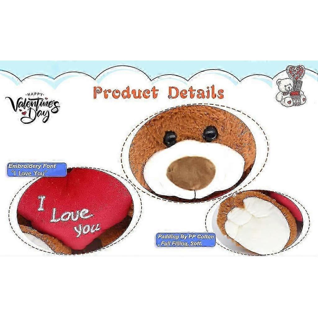 I Love You! 10' Teddy Bear with Red Heart, Soft Plush Bear Doll Stuffed Animal Toys Valentines Day Decor Gifts for Her / Girlfriend Lover Mom Kids (B