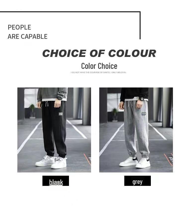 Men's Grey Sweatpants - Trendy Jogger for Spring, Autumn, Winter