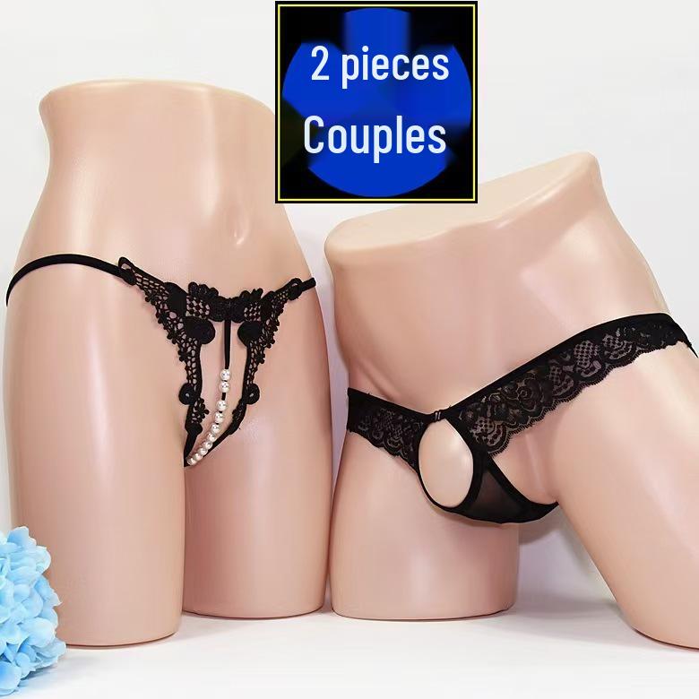 Flirty Couples Underwear - Matching Fun & Playful Designs with Open Crotch Feature.