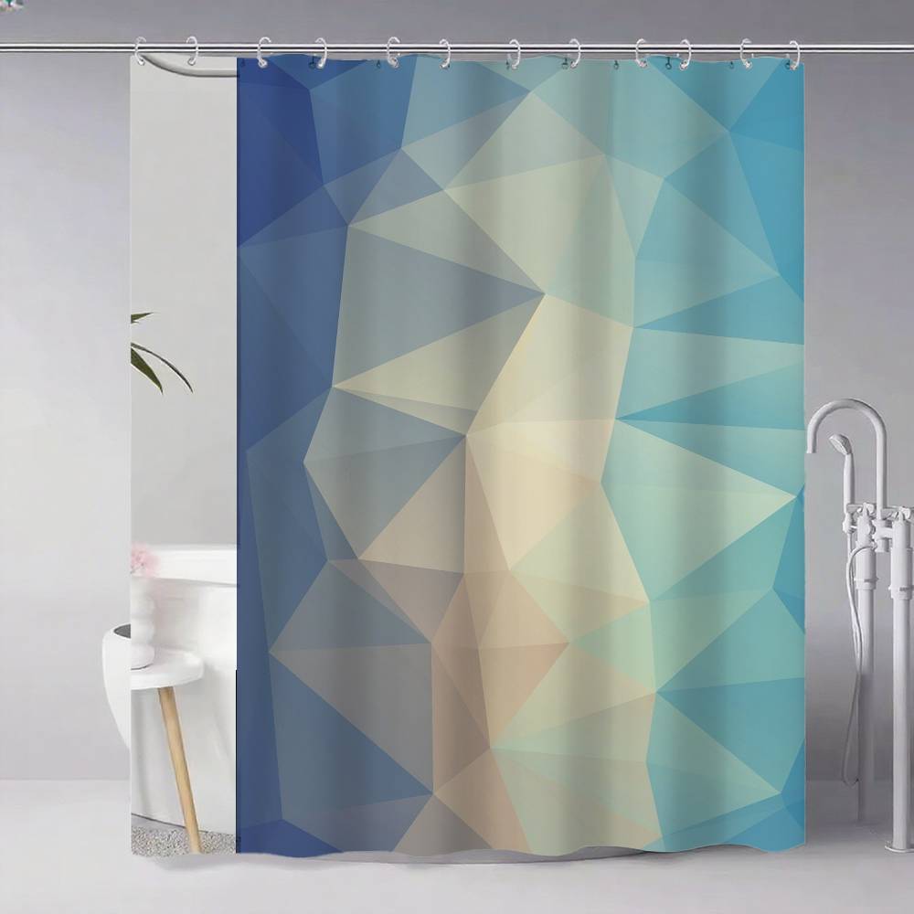 Geometry Color Shower Curtain, Bathroom Decorative Shower Curtain, Waterproof Shower Curtain With Hooks