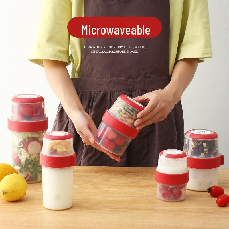 Dvouvrstvá krabička na uchovávání čerstvosti pro jogurt, salát, obiloviny, svačiny a dětskou výživu