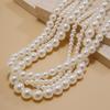 Multilayer Imitation Pearl Chain Necklace Women Ribbon Bow Choker Bridal Banquet Jewelry Accessories