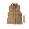 Women's Autumn Winter Korean Style Stand Collar Loose Outer Wear Sleeveless Cotton Padded Jacket Cotton Gilet Waistcoat