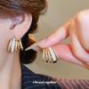 Silver Needle Cubic Zirconia Star C-Shaped Stud Earrings - Sweet & Cool Style, High-End Retro Feel