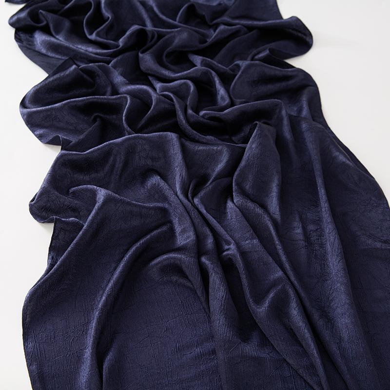 Women Plain Silk Satin Hijab Scarf Different Sides Bark Wrinkles Solid Color Long Shawl Muslim Women Smooth Silk Like Underscarf
