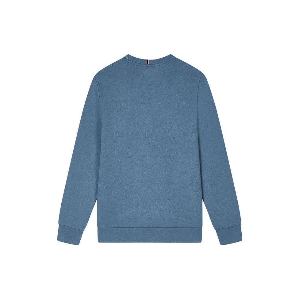 FILA Logo Print Casual Knit Pullover Sweatshirt Men sweatshirt Planet-Blue F11M341213F-BU