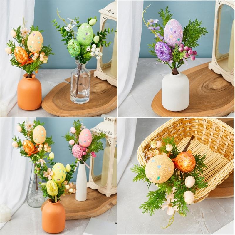 Sophisticated Easters Foam Eggs Bouquet Decoration Bright Color Suitable for Holiday Atmosphere Home Party Display