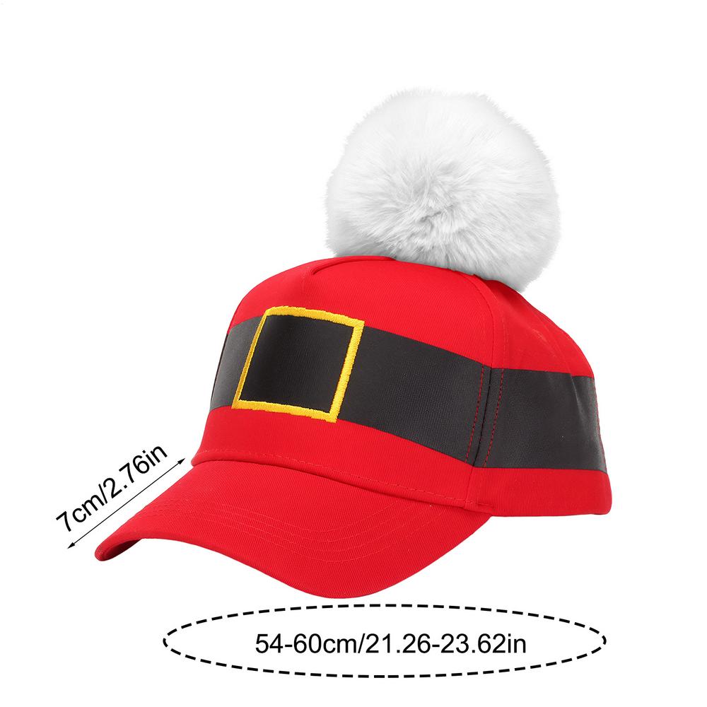 54-60cm Red Santa Baseball Hat Winter Holiday Adjustable Headwear Holiday Baseball Caps for Costume Parties Cosplay Events