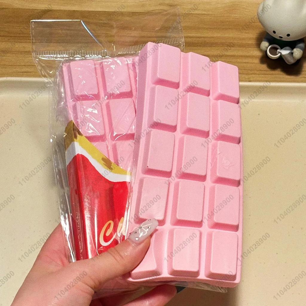 Big Chocolate Bar Squeeze Toy Simulated Food Play Pink Yellow Slow Rebound Stress Relief Relaxing Toy for Adults And Kids Gift
