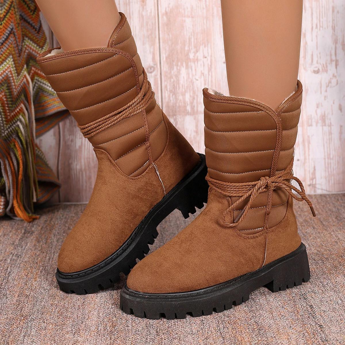 

Fashion Women Platform Flats Casual Snow Ankle Boots Winter Sports Shoes 2025 New Outside Sneakers Brand Chelsea Non Slip Botas Mujer 43 коричневый
