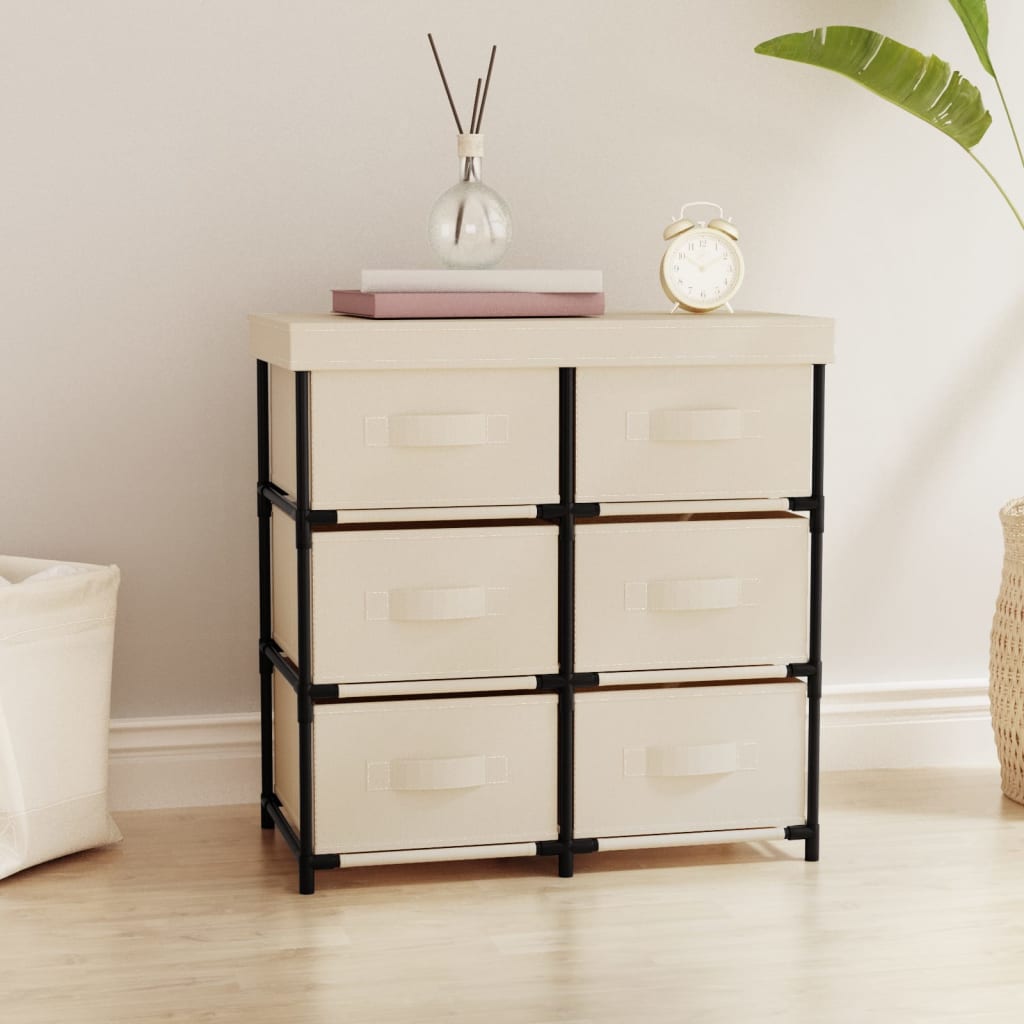Storage Cabinet with 6 Drawers 55 * 29 * 55 cm Cream Steel
