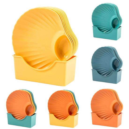 8 sztuk/zestaw kreatywne naczynia kuchenne do układania w stos 2 sekcja talerz na przekąski plastikowe niezniszczalne naczynie deserowe artykuły gospodarstwa domowego