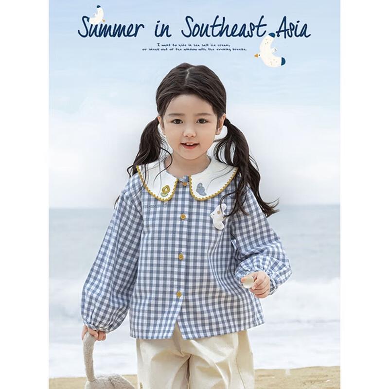 YouYou Girls' Cartoon Embroidery Doll Collar Shirt