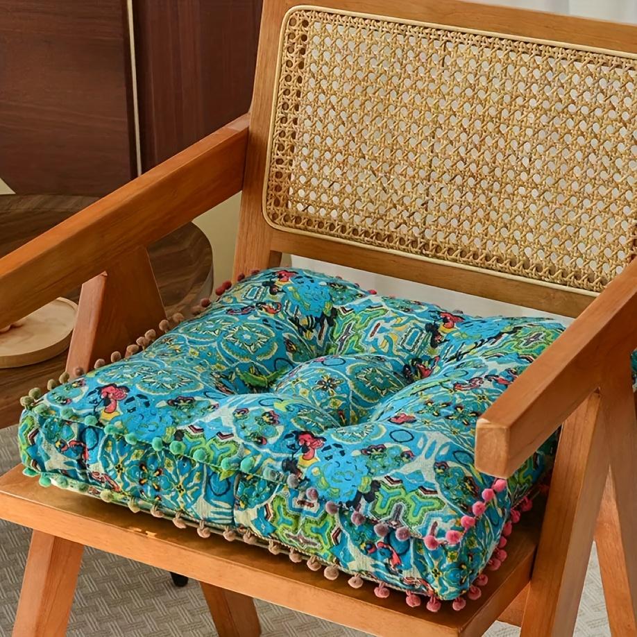 Boho Moroccan Floor Cushion, Thick Soft Square Seat Pillow, Comfortable Meditation Mat for Tatami, Living Room & Home Decor