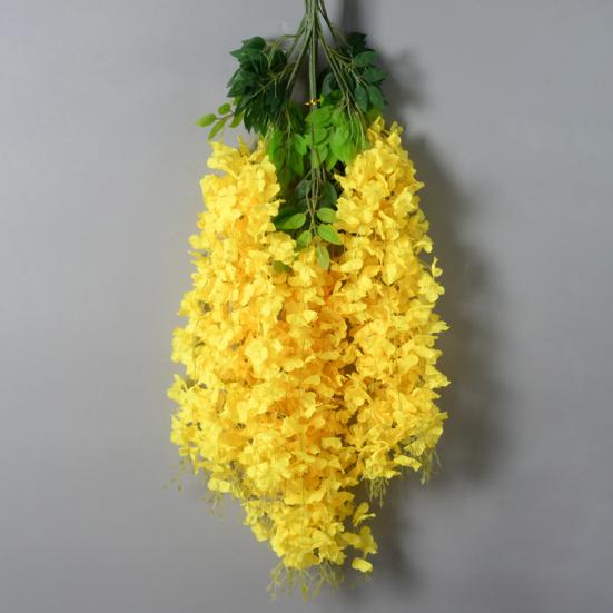 Artificial Wisteria Flower Hanging Garland Faux Silk Hanging Flower Strings Fake Wisteria Flower Vine for Wedding Garden Background Decor